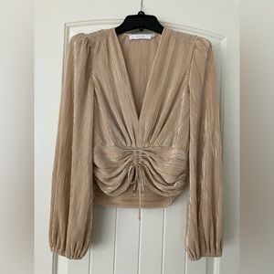 ASTR THE LABEL gold party long sleeve top festival night out style